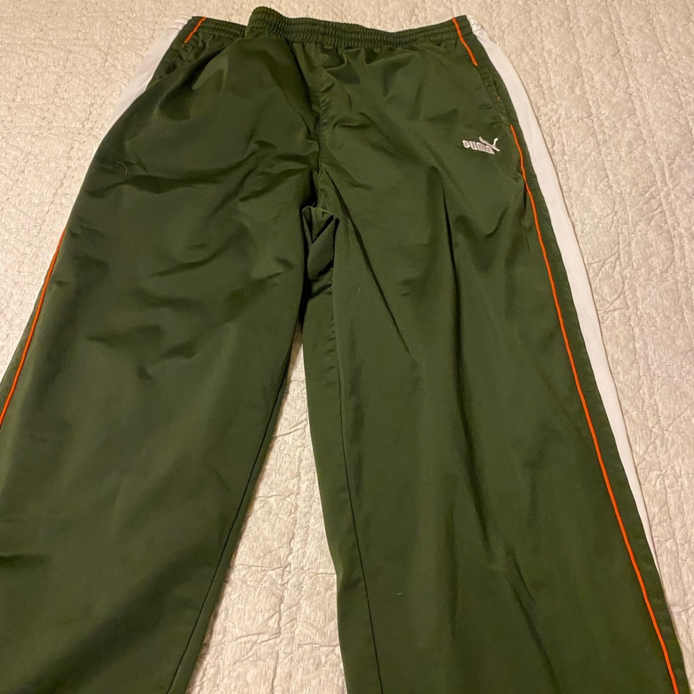 Puma Track Pants - XXL.  In great shape. Green, White, Orange.